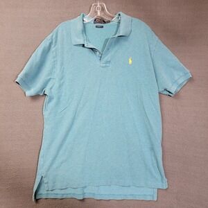 Ralph Lauren Polo Shirt Adult XL Classic Fit Light Blue Yellow Pony RL Mens